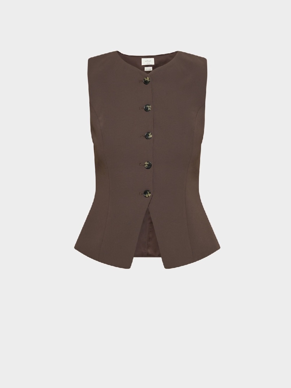 Aritzia Brown Sleeveless Button-Front Tailored Vest